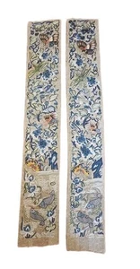 Chinese Silk Embroidered Bands Panels, Koi Fish, Butterflies, Dragonflies, Qty 2 - Picture 1 of 19