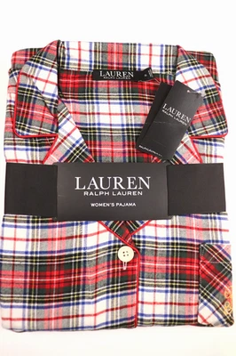 NUEVO RALPH LAUREN Conjunto de Pantalón de Pijama para Mujer Rojo a Cuadros Sarga Cepillada $99 Foto 1 de 4