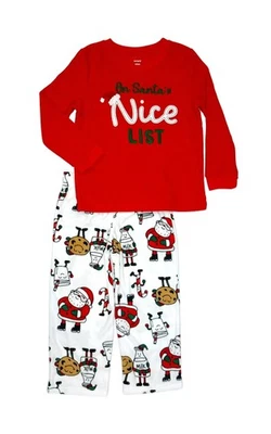 Carter's Girl's 'On Santa's Nice List Christmas Holiday Fleece Pajama Set - Image 1 of 2