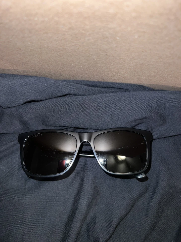 Gucci GG0381S 007 Square Polarized Sunglasses Black 57-18 145 Read Description  - Image 1 of 4