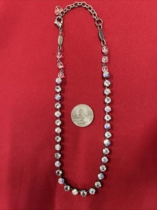 Sabika Silver Toned Necklace White And Multicolor Gemstones 18” - Picture 1 of 6