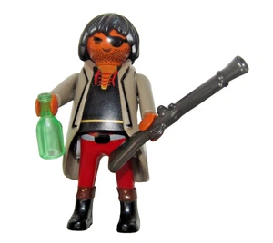 Playmobil Pirate w/ Grey Jacket & Ron Bottle - C2 - Picture 1 of 5
