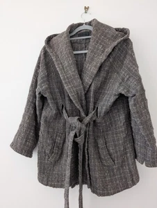 OSKA Wrap Jacket Short Coat Hoodie - Grey Check Woolen Mix - Regular Size - Picture 1 of 7