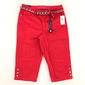 Gloria Vanderbilt Skimmer Shorts Womens 10 Red Sasha Cotton Blend Denim Preppy - Picture 1 of 14