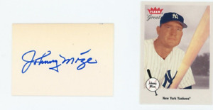 Index Card 3x5 Johnny Mize   Autographed