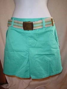 Victorias Secret Vintage Cotton Twill Shorts w/Belt Size 8 Aqua Blue NWOT - Picture 1 of 1