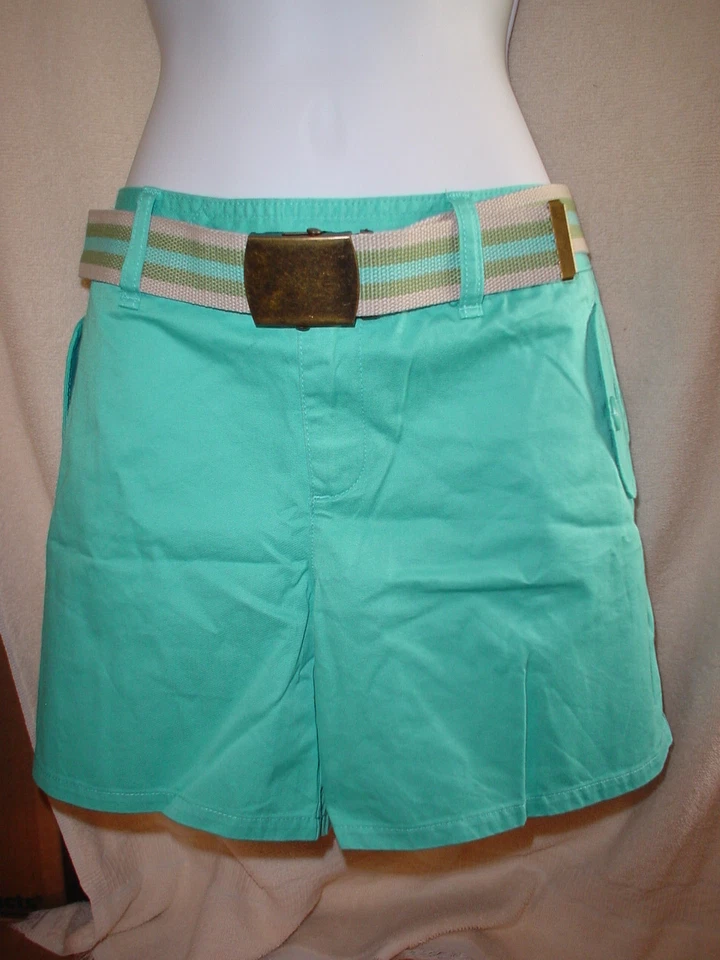 Pantalones Cortos Victorias Secret Vintage Sarga de Algodón con Cinturón Talla 14 Azul Aqua Nuevos sin Etiquetas Foto 1 de 1