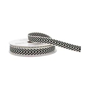 3/8" x 7yd. Ivory Black Chevron Ribbon by Celebrate It™ - Picture 1 of 4