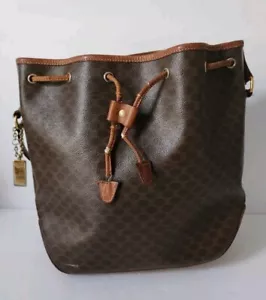 CELINE Macadam Drawstring Shoulder Bag PVC / Leather Women's Shoulder Bag - Picture 1 of 20