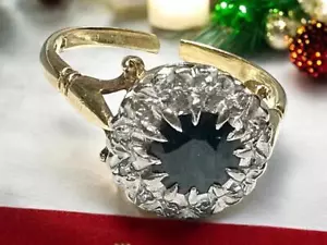 18ct yellow gold sapphire and diamond ring size O - Picture 1 of 12