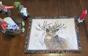 Reversible -Quilted Christmas "Buck" Table Runner Center Piece - Picture 1 of 4