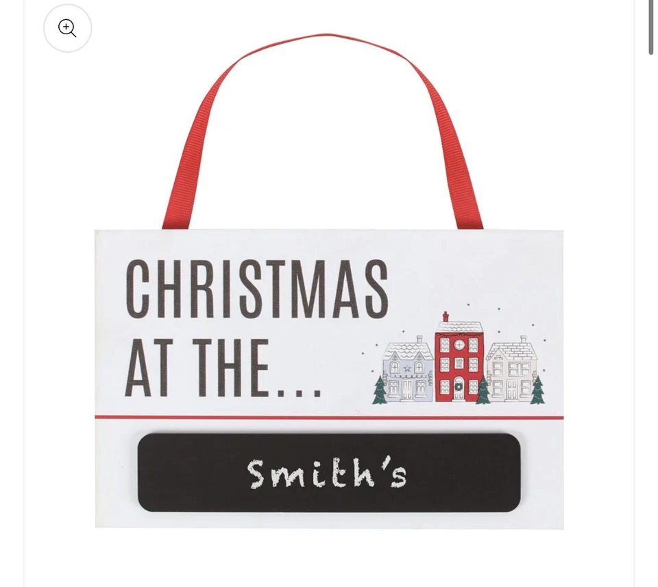 Christmas At The… Chalkboard Family Name Hanging Wall Art Sign - Image 1 of 1
