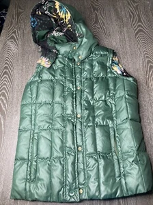 M MISSONI Emerald Green Floral Interior Puffer Down Vest USA 2 - Picture 1 of 10