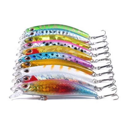 10 Stück 6cm/4,5g Minnow Crankbait Fischköder Angeln Köder Haken Barsch Wobbler - Bild 1 von 4