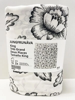 Funda nórdica y fundas de almohada Ikea JUNGFRUNAVA King blanco/gris - NUEVO Foto 1 de 2