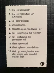 Simpsons LOSER TAKES ALL Stupid Card #11 GAME REPLACEMENT QUESTION CARD 2001 - Picture 1 of 3