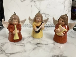 3 Vintage 1976-1978 Goebel Angel Bell Porcelain Ornaments Christmas - Picture 1 of 6