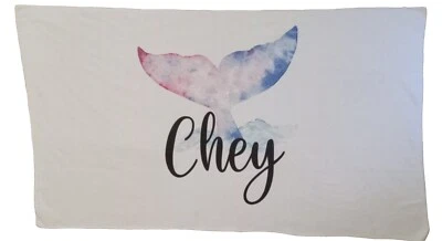 Toalla de playa de verano personalizada/M blanca con cola de ballena multicolor/chey (cheyenne) Foto 1 de 2