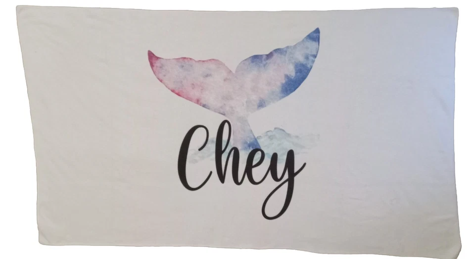 Toalla de playa de verano personalizada/M blanca con cola de ballena multicolor/chey (cheyenne) Foto 1 de 2