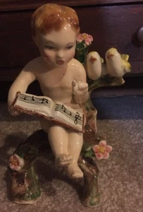 Nasco Italy Child With Birds Figure Italian Ceramic Pottery VTG - Picture 1 of 12