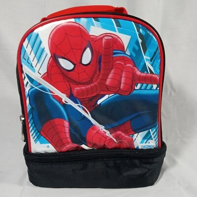 Thermos Spiderman Two Compartment Lunch Box Bag Thermos Insulated Food School - Image 1 of 4