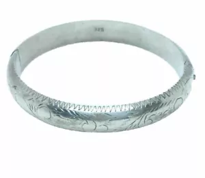 Brazalete brazalete clásico vintage de plata de ley grabado con bisagras 11 mm 14,3 g - Imagen 1 de 5