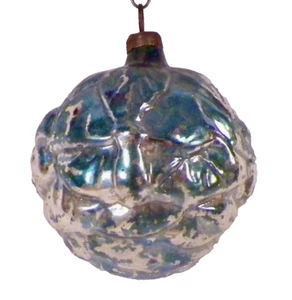 Heidt Christmas Ornament Mercury Glass Rose Blue Flower Germany Antique #690 - Picture 1 of 7
