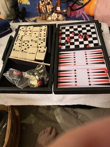 travel games set checkers dominoes chess Backgammon - Picture 1 of 5