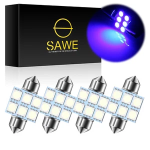 4 x SAWE Blue 31MM Festoon 5050 6SMD Dome Map LED Light Bulbs DE3175 DE3022 - Picture 1 of 6