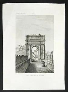 Italy Ancona Arch of Trajan 1840 antique print etching original by Orlandini - Picture 1 of 3
