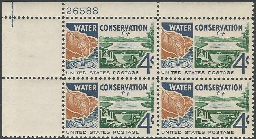 Plate Block of 4 stamps - Scott 1150 - 4 cent - Water Conservation - 1960 - MNH - Image 1 of 1