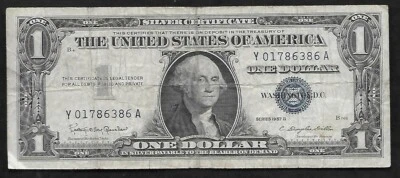 1957B $1.00 One Dollar Blue Seal Silver Certificate VF as shown 6/25 - Image 1 of 2