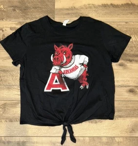 Arkansas Razorbacks Tied Up Black SS T-shirt Womens XL - Picture 1 of 3
