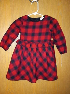 NEW ~ Carter's Baby Long-Sleeve Flannel Red Dress Plaid, 24 Months, Christmas - Picture 1 of 5
