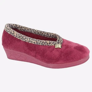 Zapatilla sin cordones Sleepers Dawn Wedge para mujer cómoda salón borgoña - Imagen 1 de 2