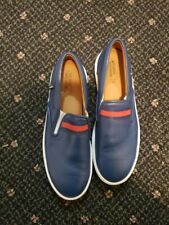 Preowned ATLANTA MOCCASIN Smooth Leather Slip On Sneakers Blue Size EU 41 Sz 9.5