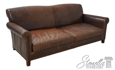 60335EC: RESTORATION HARDWARE Quality Brown Leather Sofa Cover