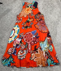 Maeve Dress Womens Small Anthropologie Silk Tank Floral Boho Funky Flowy Orange - Picture 1 of 9