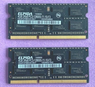 ELPIDA 8GB (2X 4GB) 2Rx8 PC3-12800S Laptop RAM Memory EBJ41UF8BDU5-GN-F  - Image 1 of 2
