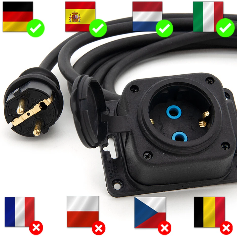 Verlängerungskabel Außen 2-40m IP44 Schuko Stromkabel Stecker Verlängerung 3x2,5 - Bild 1 von 1