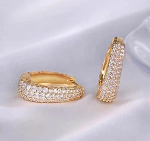 2.0Ct Round Cut Simulated Diamond 3-Line Hoop Earrings in 14K White Gold Finish - Picture 1 of 5