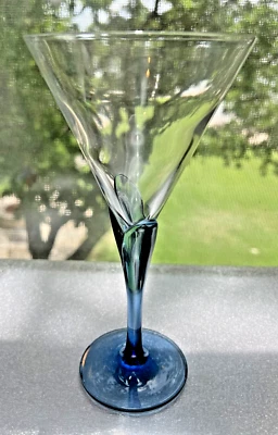 Luigi Bormioli Florian Blue Petal Stem Martini Glasses~~Set of 4 - Image 1 of 4