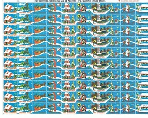 US Scott #WX249, 1972 Christmas Seals, Perf. 11, Scheibe von 100 - Bild 1 von 1