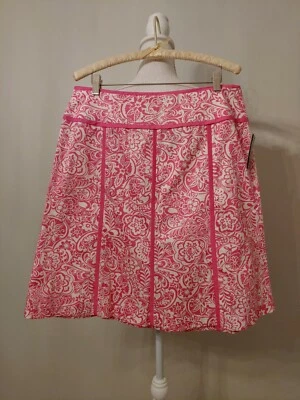 NWT Norton Mcnaughton A Line Pink Floral Skirt Women's 12 Petite Trim Seaming - Image 1 of 4
