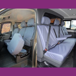 Tailored Front (W/ Storage) Rear Grey Seat Covers for Renault Trafic Crew 2014+ - Picture 1 of 6
