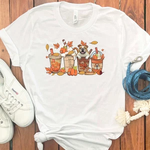 FALL ENGLISH BULLDOGS COFFEE T-SHIRT - Picture 1 of 50