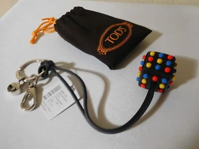 Nuevo Tod's Cuero Gommino Tachonado Cubo Llavero, Bolso Dije Foto 1 de 4