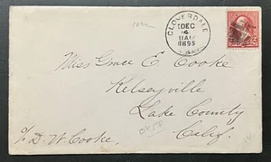 1896 CLOVERDALE CALIFORNIA COVER TO KELSEYVILLE LAKE COUNTY BACKSTAMP - Picture 1 of 3