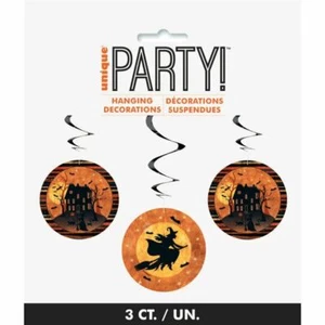 Full Moon Halloween 26" Hanging Swirl Cutouts 3 Pc Haunted House Witch - Picture 1 of 3