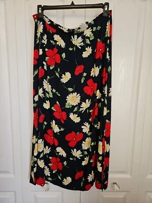 Falda floral midi negra vintage Stonebridge para mujer talla 16W  Foto 1 de 4